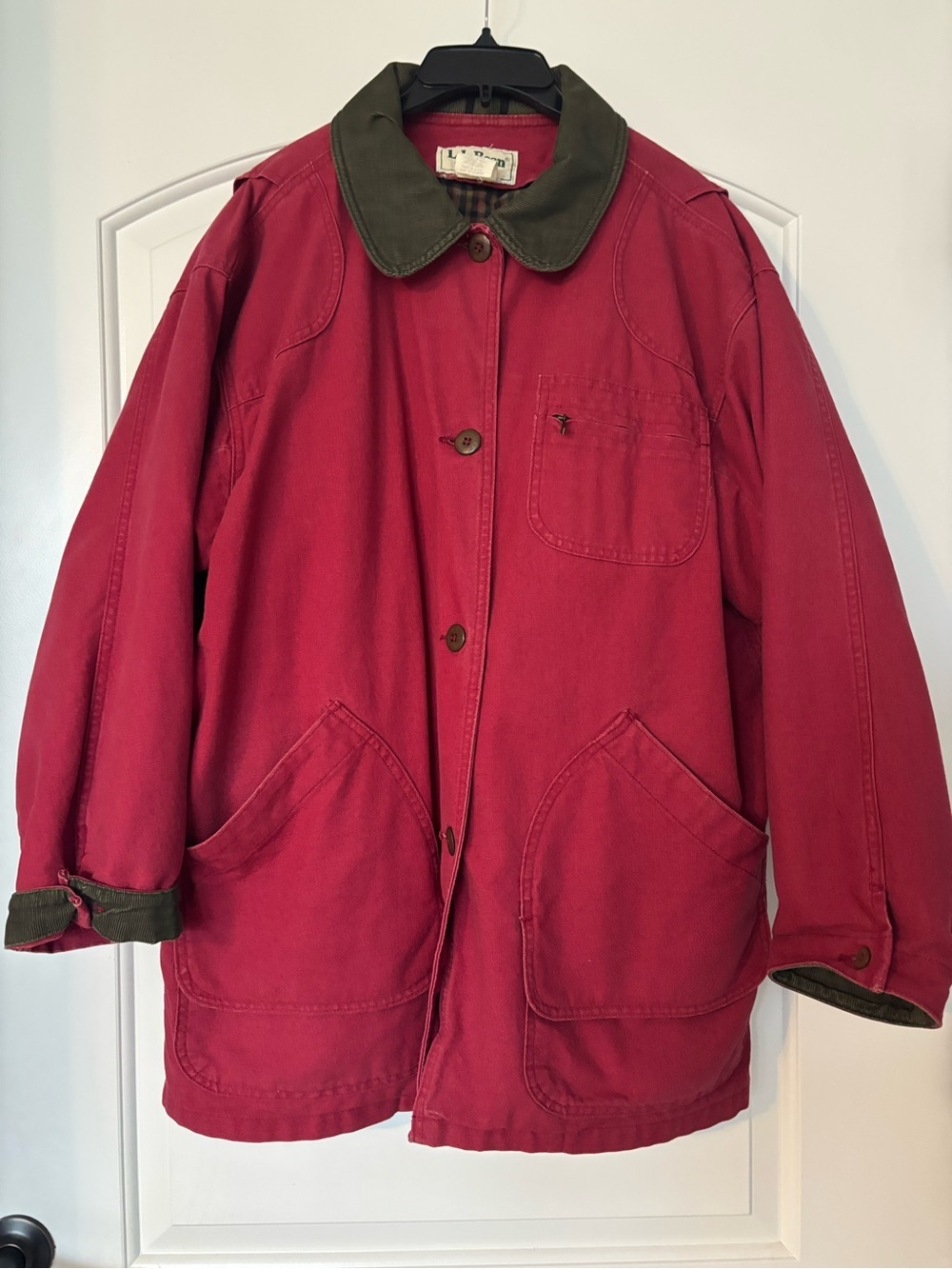 Vintage 80s LL Bean Original Field Coat Barn Jacket Faded Berry Pink Liner XL